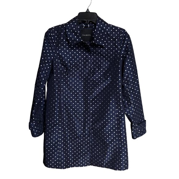 Talbots Navy Polka Dot Womens Coat Size 4 Career Preppy Classic Corpcore‎ Office - Picture 11 of 11